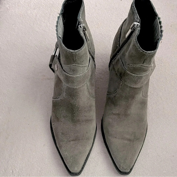 Marc Fisher Mlhalie Ankle Boot-Gray-Suede-Womens 8-Harness-Moto-Punk-Grunge-EUC - Picture 3 of 10